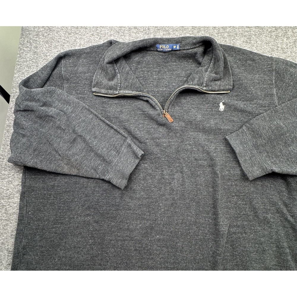 Polo Ralph Lauren Sweater Men's Sz 3XB Gray 1/4 Zip Pullover French Rib Logo